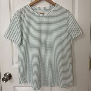 Lululemon White And green Striped Tee shirt Size L